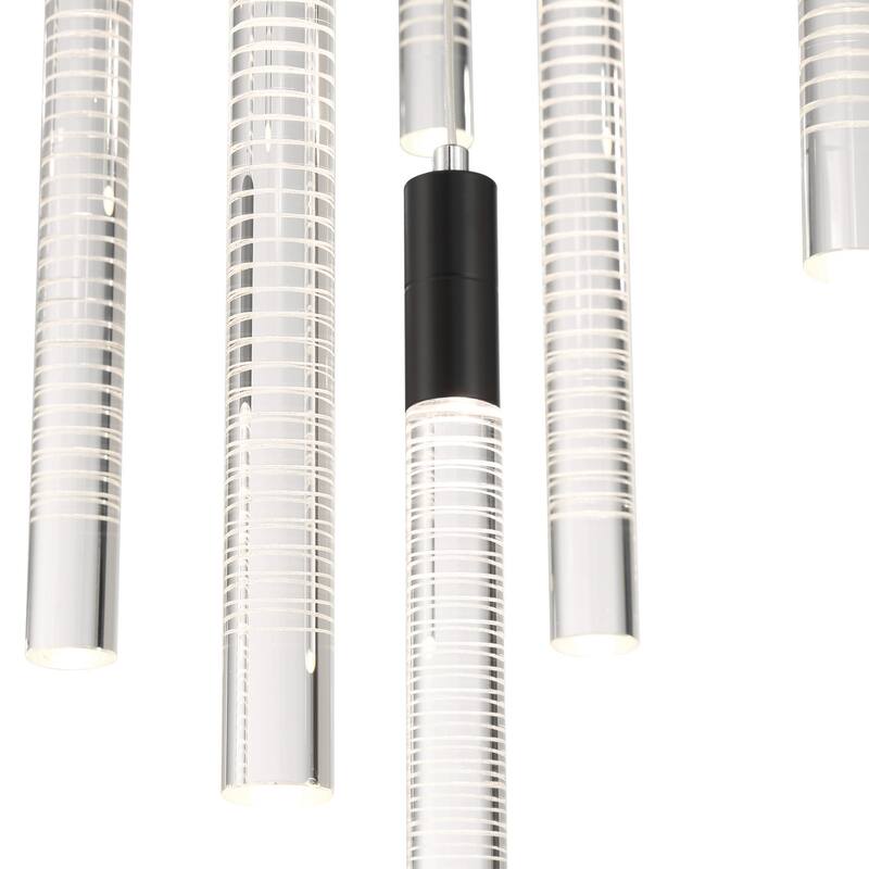 Artcraft Celine - Integrated LED Chandelier - Black Finish - Laser Lined Glass Rods