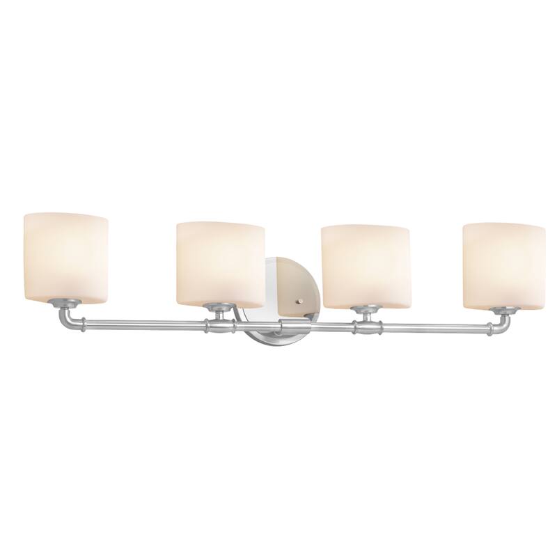 Justice Design Fusion Bronx 4-light Polished Chrome Bath Bar, Opal Oval Shade
