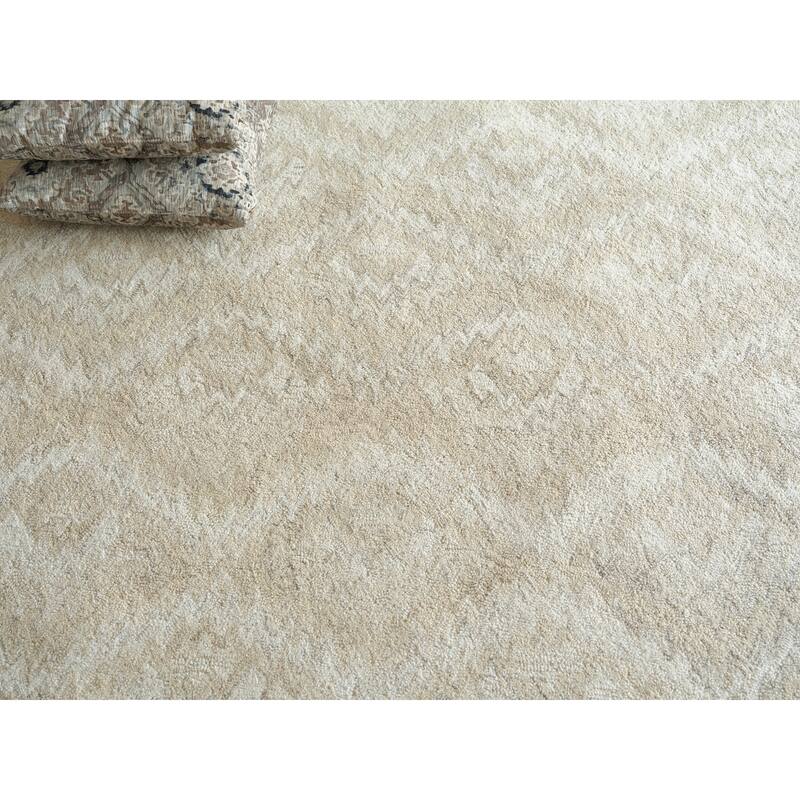 Bargello Beige New Zealand Wool hand-tufted Area Rug