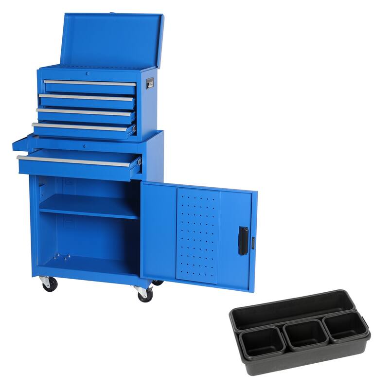 5-Drawer Rolling Tool Storage Cabinet with Detachable Top Tool Box