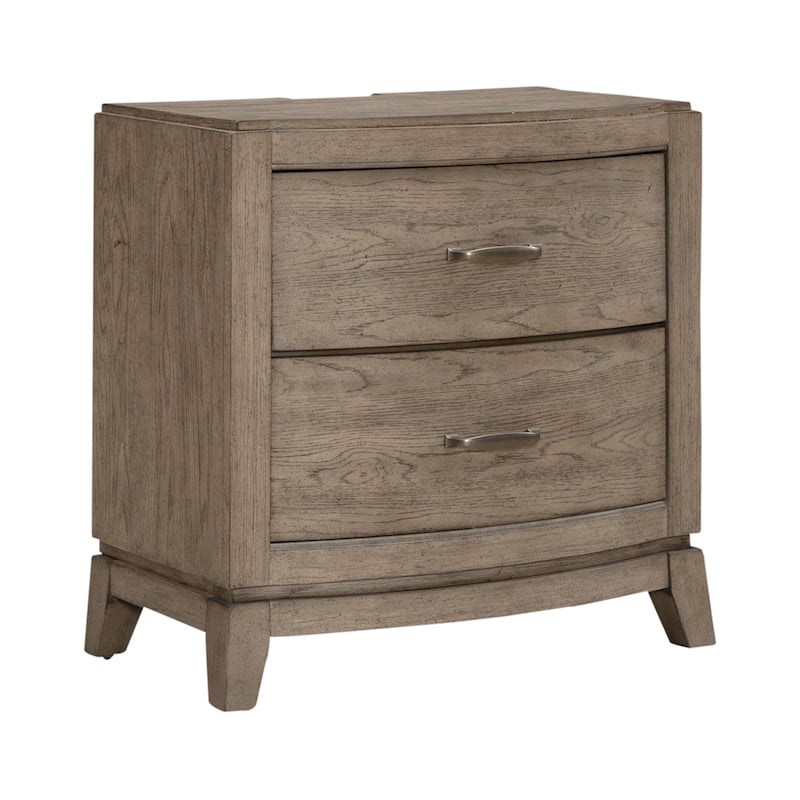 Avalon Burnished Beige Oak Queen Upholstered Storage Bed Bedroom Set