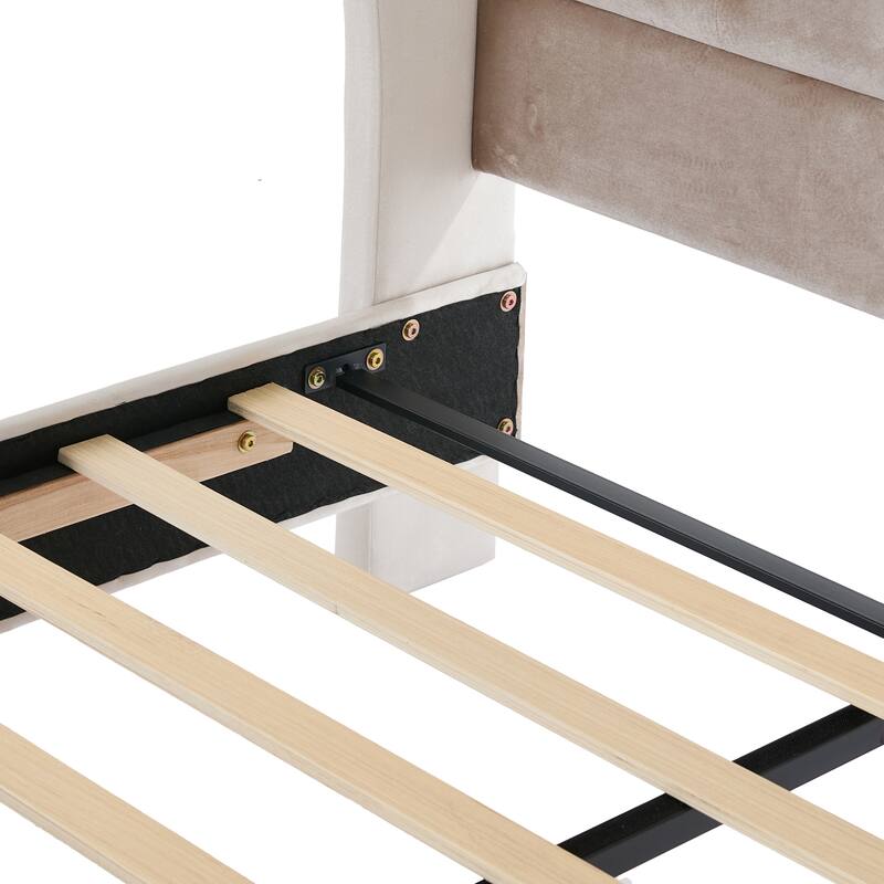 Christopher Knight Home - Amara Traditional Velvet Upholstered Sleigh Bed with Wingback Headboard & Scroll Footboard, King Size