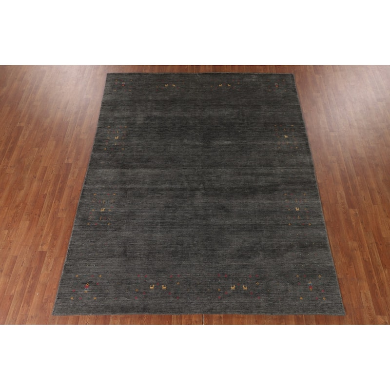 Tribal / Stripe Gabbeh Oriental Area Rug Handmade Wool Carpet - 7'11" x 9'10"