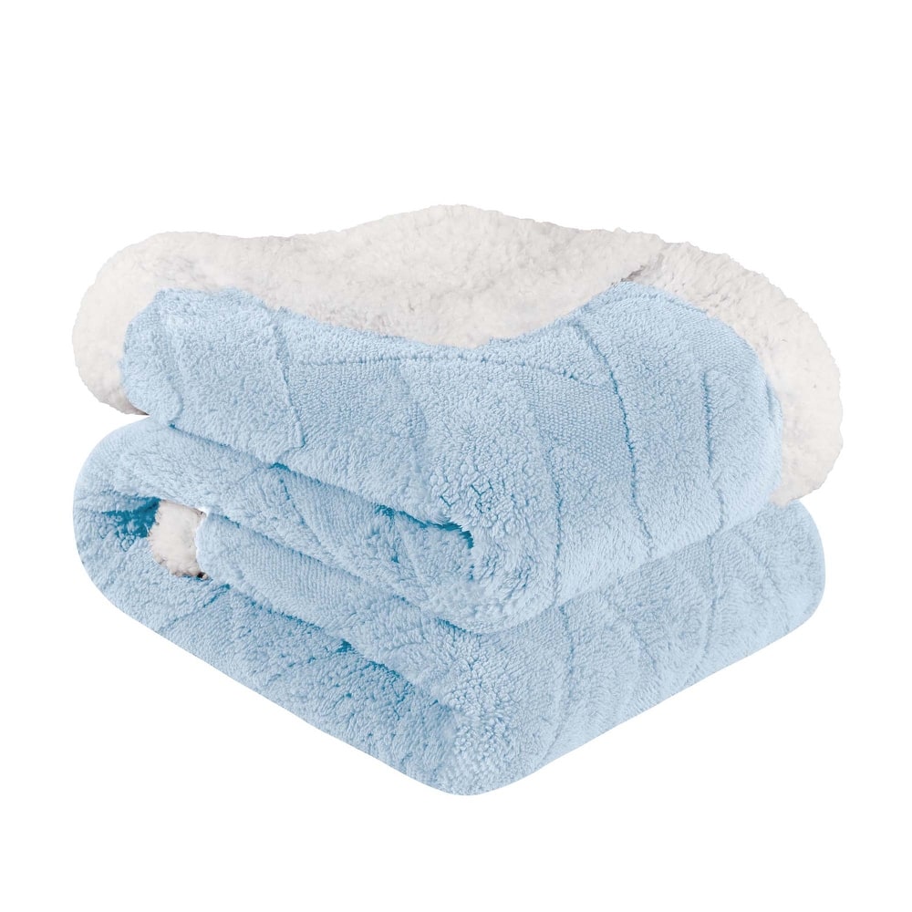 Superior Nuuk Jacquard Lattice Fluffy Sherpa Fleece Blanket