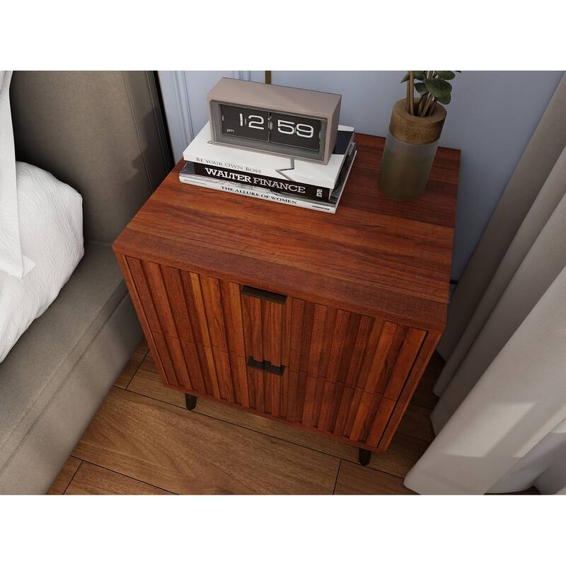 Stylish Wooden Nightstand with 2 Drawers for a Tidy Bedroom