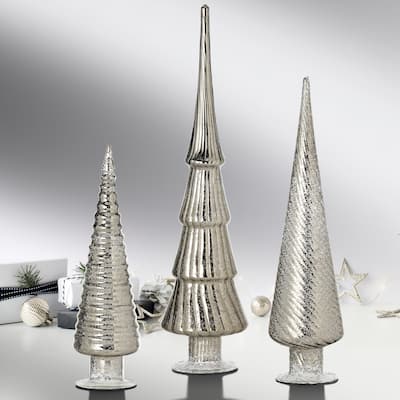 12/15/18" Mercury Glass Tree Trio Set of 3
