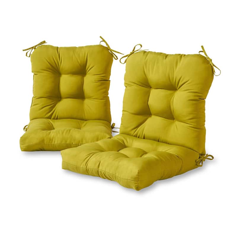 21 x 42-inch Solid Color Outdoor Seat/Back Chair Cushions (Set of 2) (Cushions Only) - Kiwi