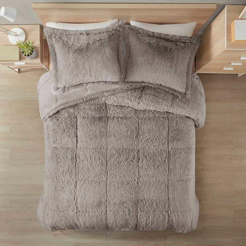Intelligent Design Leena Shaggy Long Fur Comforter Mini Set