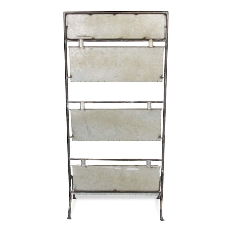 Gray Galvanized Metal 12 Slot Planter Stand with Chalk Headboard