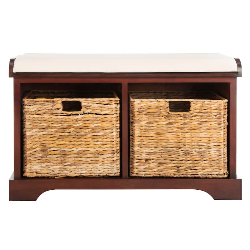 SAFAVIEH Euphemia Brown Woven Storage Basket Bench - 33.5" x 16.1" x 19.9" - 34Wx16Dx20H