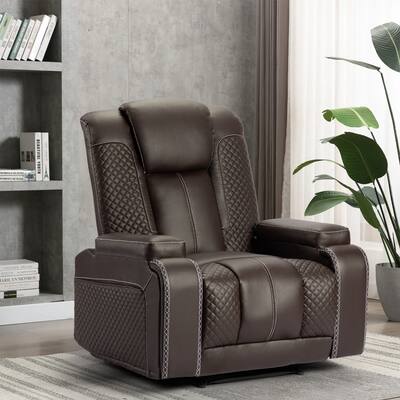 Faux Leather Heated Theater Manual Recliner Home Recliner Leisure Massage Chair with USB Charging Port and Hideable Cupholders
