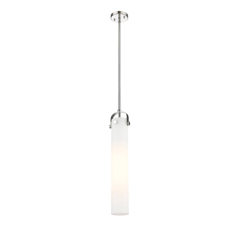 Innovations Lighting Pilaster - 1 Light 4" Stem Hung Pendant - Polished Nickel/Matte White