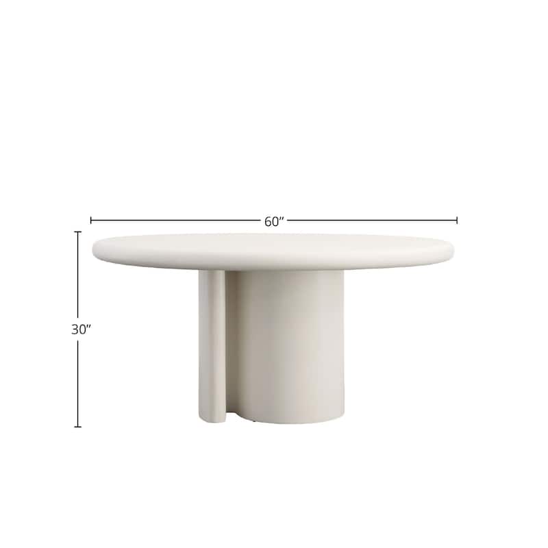 Nolan 60" Wide Concrete Dining Table, White