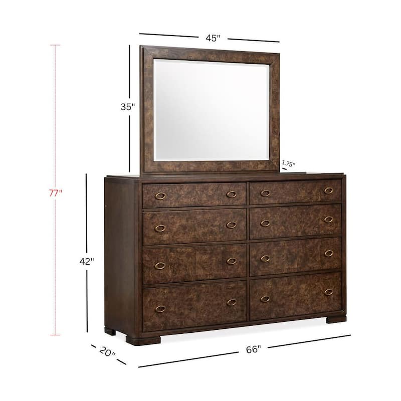 Magnussen Home Rowan Espresso Drawer Dresser with Landscape Mirror