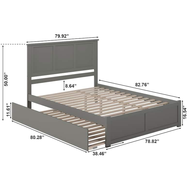 AFI Madison King Platform Bed with Footboard and Twin XL Trundle
