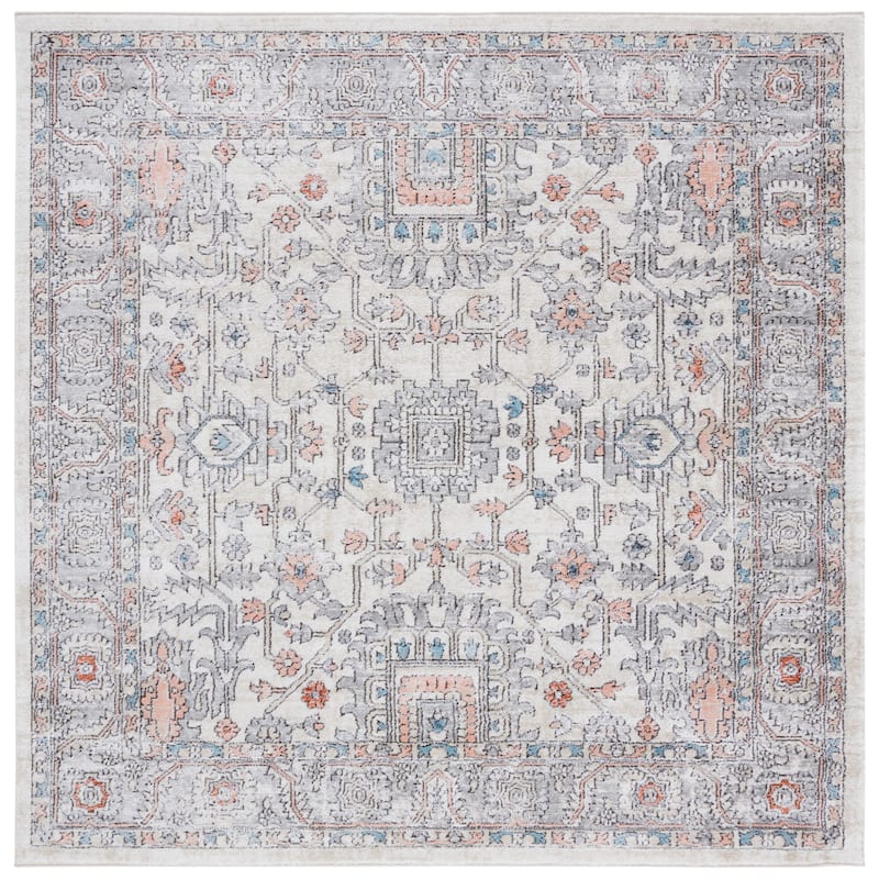 SAFAVIEH Oregon Hildur Traditional Oriental Rug - 8' Square - Grey/Ivory