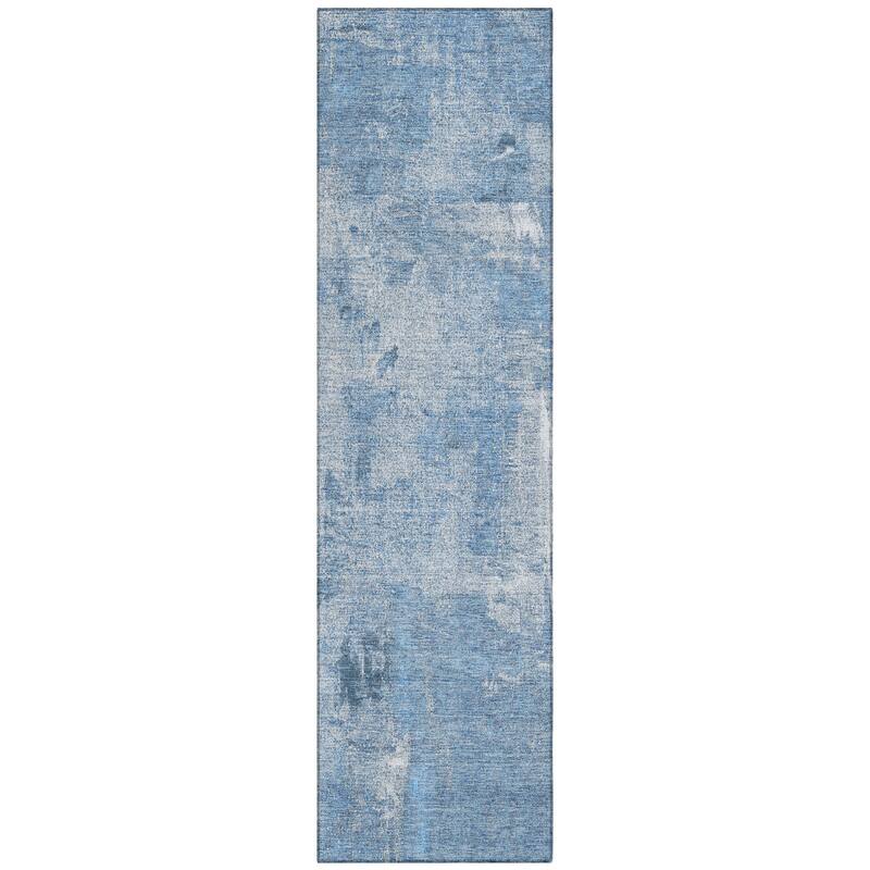 Machine Washable Indoor/ Outdoor Abstract Imprints Chantille Rug