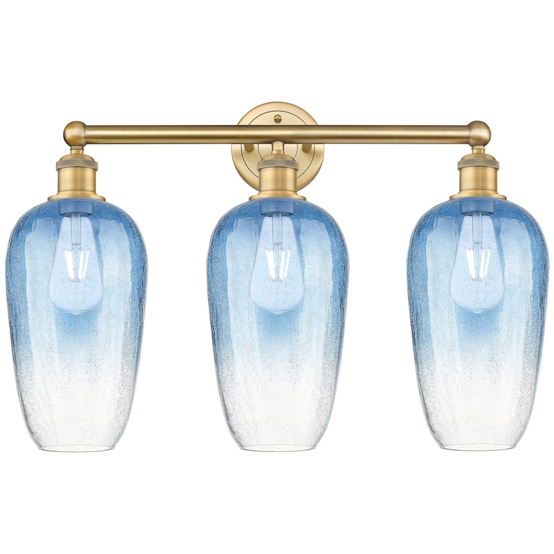 Innovations Lighting 616-3W-18-25 Brookhaven Flute Vanity Brookhaven - Brushed Brass / Sapphire Blue
