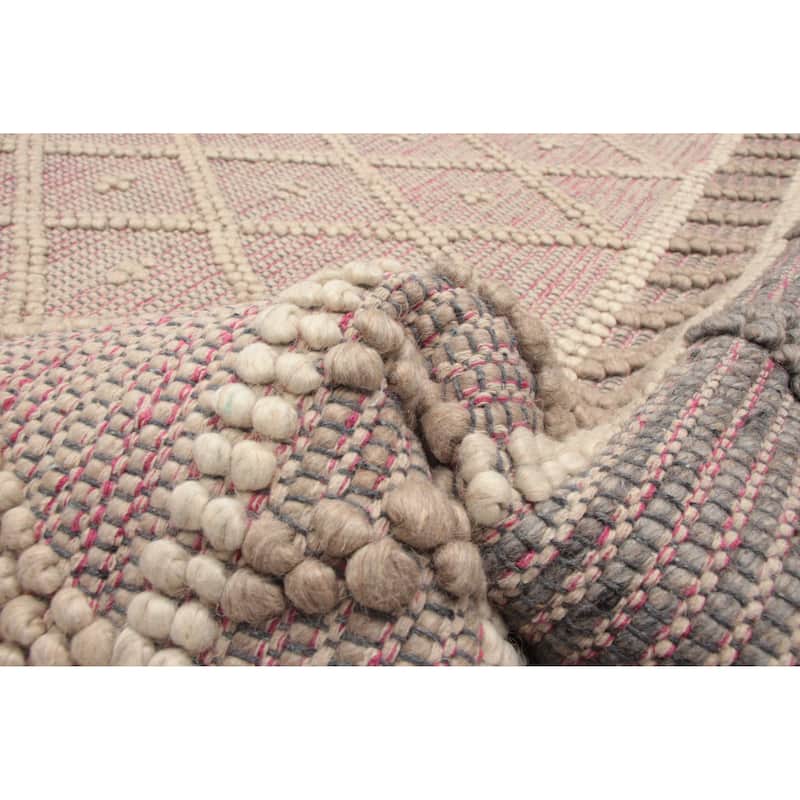ECARPETGALLERY Braid weave Sienna Grey Wool Rug - 6'2 x 9'2