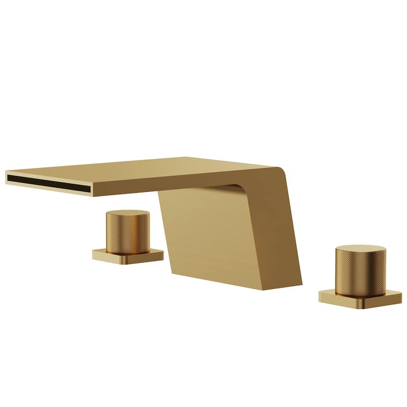 Modern Wide Waterfall Bathtub Faucet, Deck Mount 2-Handle Roman Tub Faucet