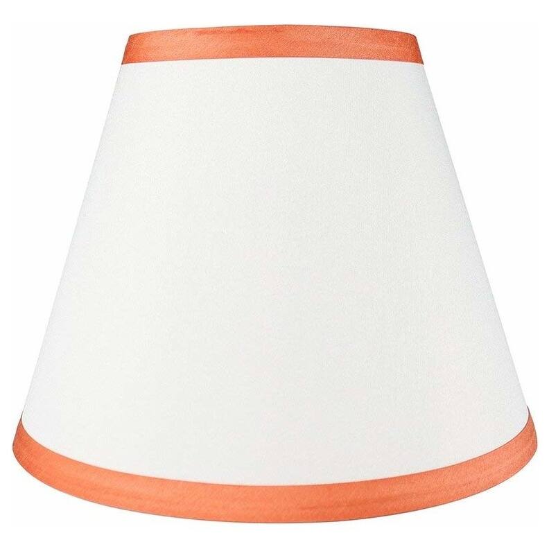 Hardback Faux Silk Conical Lamp Shade, 5 inch Top, 9 inch Bottom, 7 inch Slant - Single - Off White, Orange