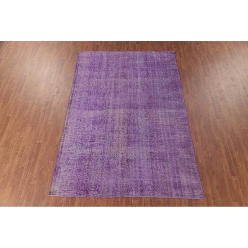 Over-Dyed Purple Anatolian Turkish Vintage Rug Handmade Wool Carpet - 6'10" x 10'0"