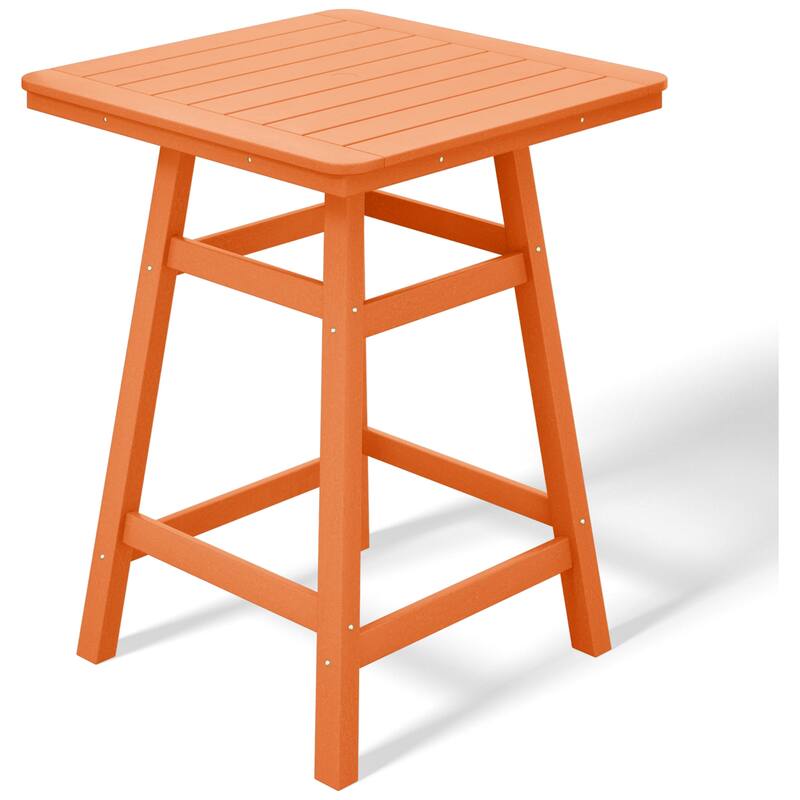 Laguna Hdpe All Weather Outdoor Patio 30" Square Counter Bistro Table - Orange