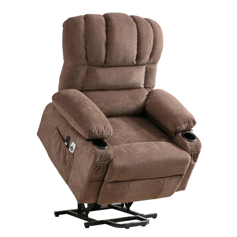Power Lift Recliner Chair for Elderly with Vibration Massage and Heat, Living Room Single Electric Sofa with USB & Cup Holder