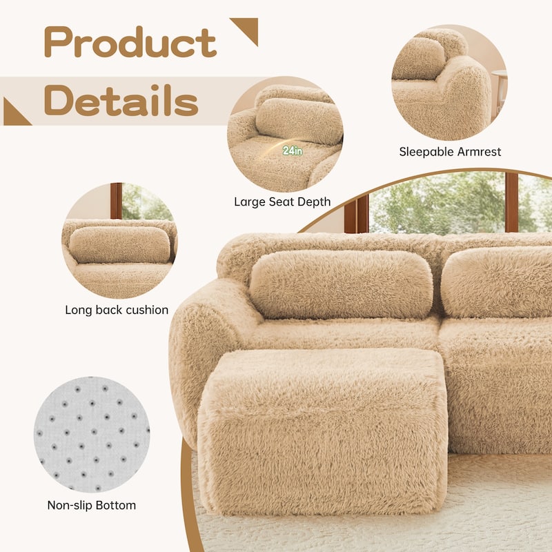 Modular Sectional Sofa Couches,Bottom Anti-Slip Design,32D High Density Sponge