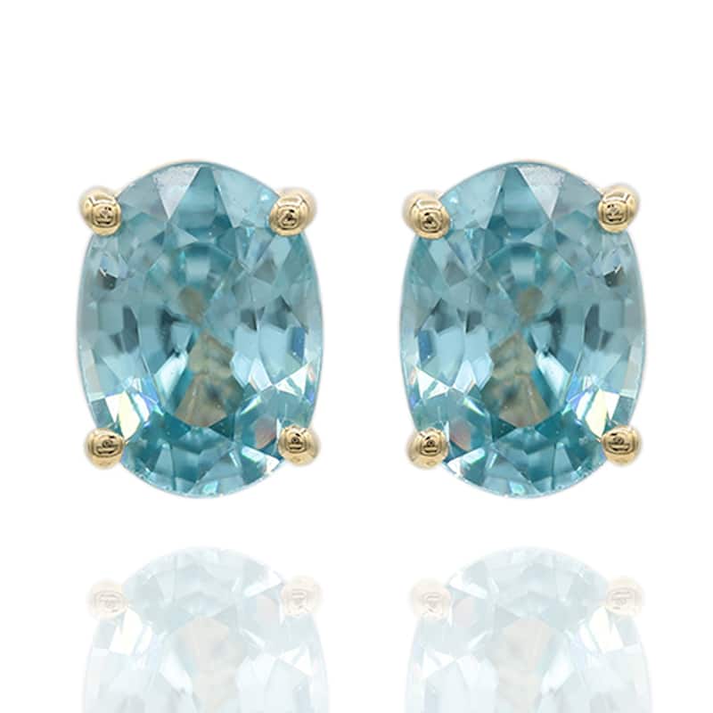 10Kt Yellow Gold Blue Zircon Stud Earrings