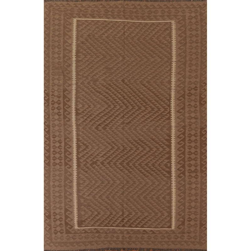 Reversible Kilim Rug Hand-woven Living Room Wool Carpet - 6'9" x 9'6"
