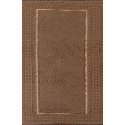 Reversible Kilim Rug Hand-woven Living Room Wool Carpet - 6'9" x 9'6"