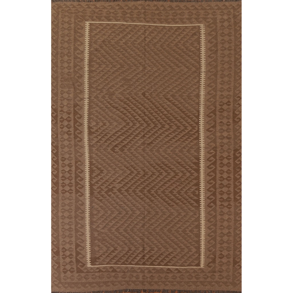 Reversible Kilim Rug Hand-woven Living Room Wool Carpet - 6'9" x 9'6"