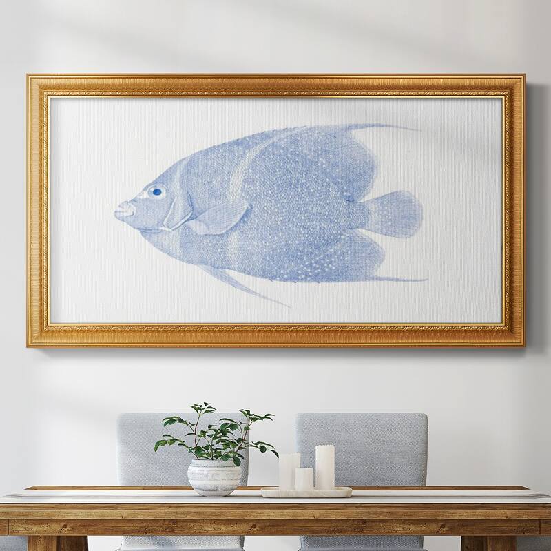 Blue & White Tropical Fish V Premium Framed Canvas- Ready to Hang
