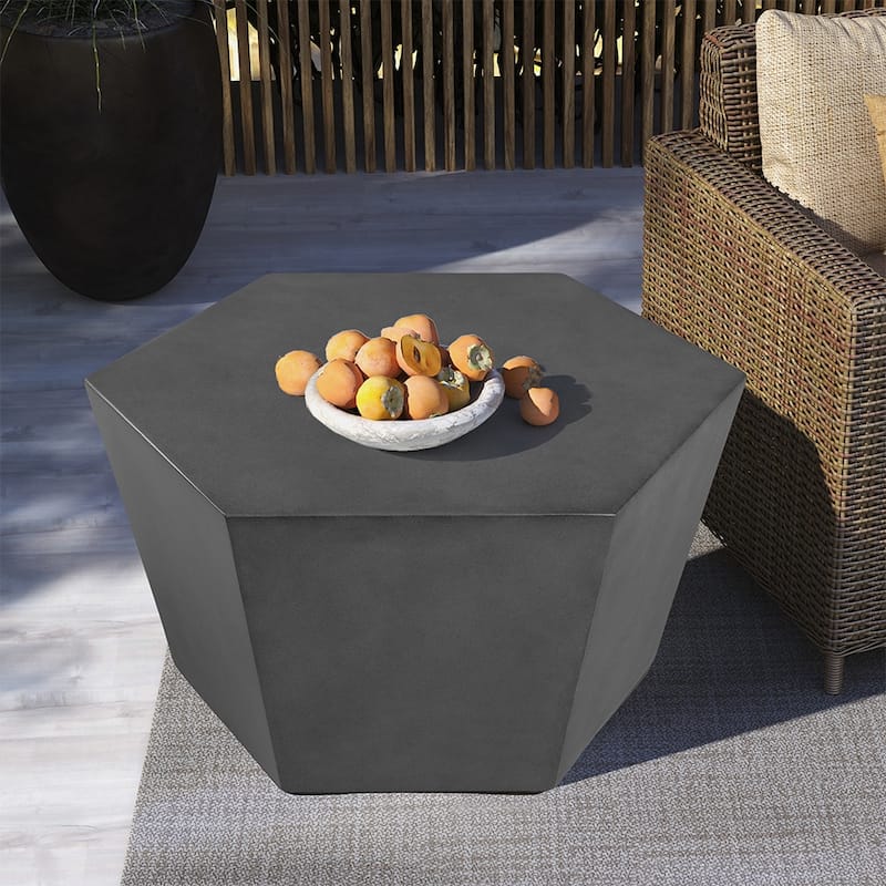 UPHA 28-inch Outdoor Patio Hexagon Magnesium Oxide Furniture Coffee Table