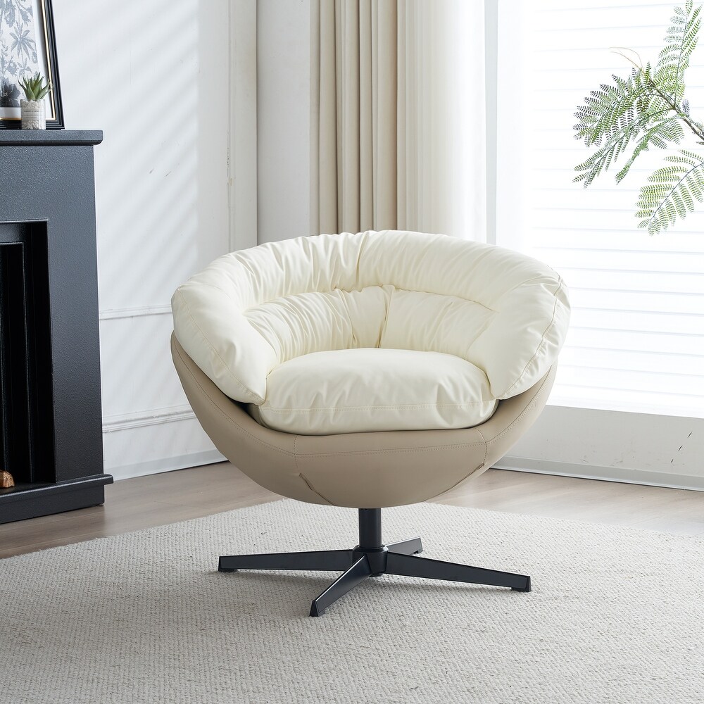 Rattan Egg Chair & Ottoman Swivels Tilts Tufted Cushions Boho Chic Mid  Century Modern