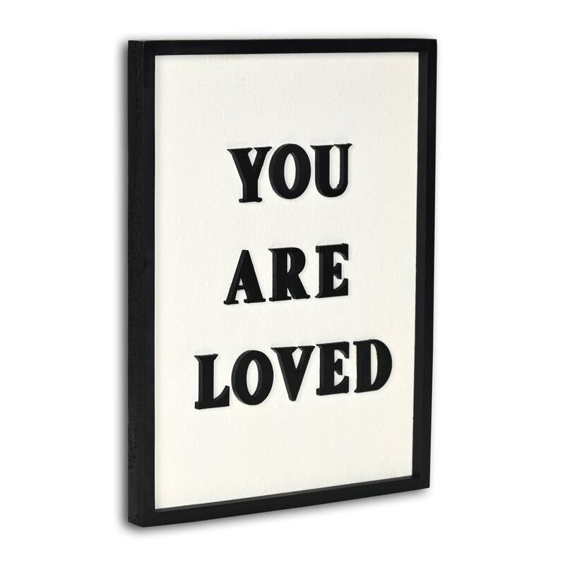HomeRoots 16" X 12" Black And White You Are Loved Framed Wall Decor