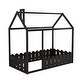 preview thumbnail 14 of 12, Twin Wood House Bed with Roof & Fence - Playhouse Design for Kids