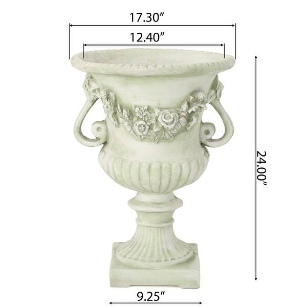 dimension image slide 1 of 2, Buena Vista Outdoor 24-inch Cast Stone Urn by Christopher Knight Home