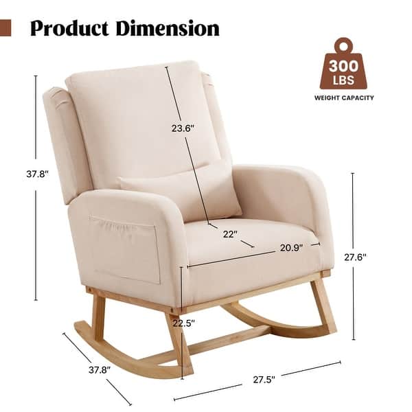 dimension image slide 4 of 8, HOMYKA 27.5" Wide Rocking Chair for Nursery