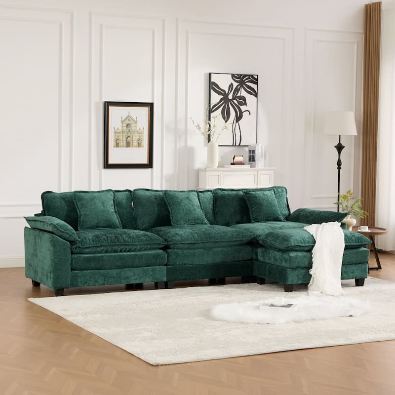 Roomfitters 3-Seater Cloud Sofa, Modern Chenille Upholstered Sectional Couch with Wide Armrests and Deep Cushions