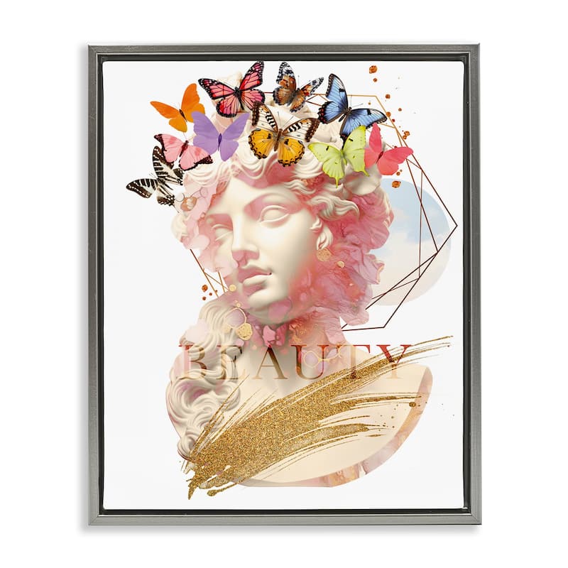 Stupell Beauty Statue Portrait Framed Floater Canvas Wall Art Design By Susan Arnot - 17 x 21 - Grey