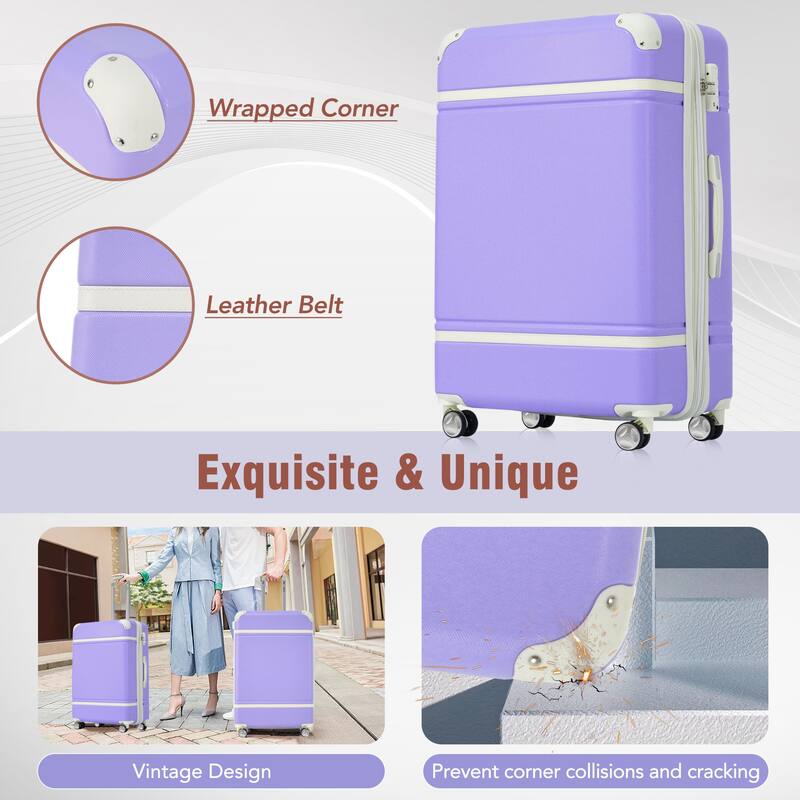 4 Pieces Hardshell Luggage Sets, 20"+24"+28" Luggages and Cosmetic Case Set Spinner Suitcase Set with TSA Lock