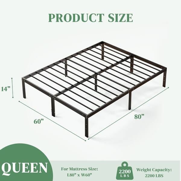 dimension image slide 0 of 5, Black Metal Frame Platform Bed Mattress Foundation with Steel Slat Support, No Box Spring Needed