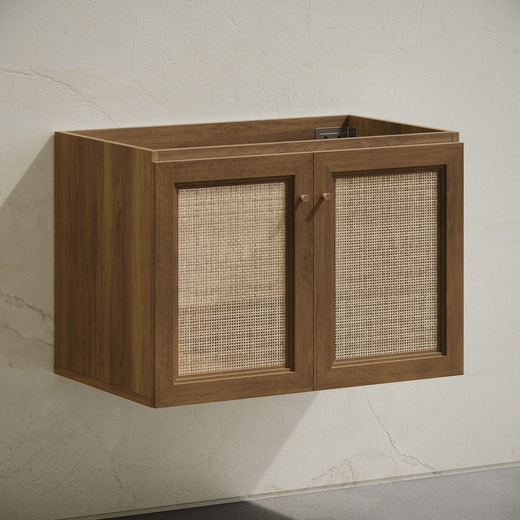 Classe 30" Wall-Mounted Bathroom Vanity In Brown Oak Without Sink Top - 30