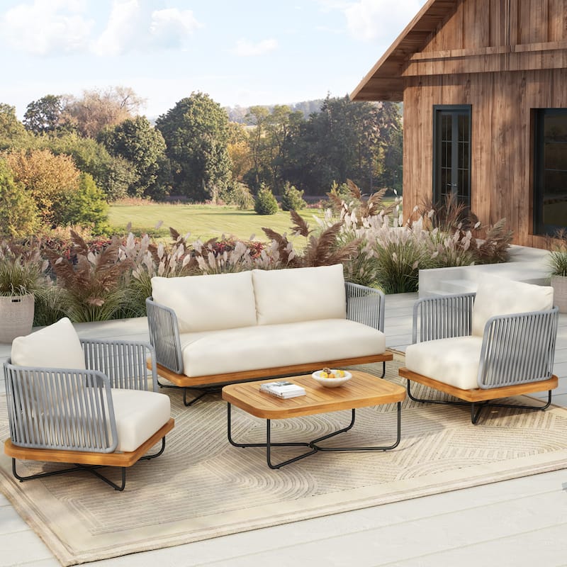 Christopher Knight Home- Mason Acacia Wood Outdoor Conversation Set