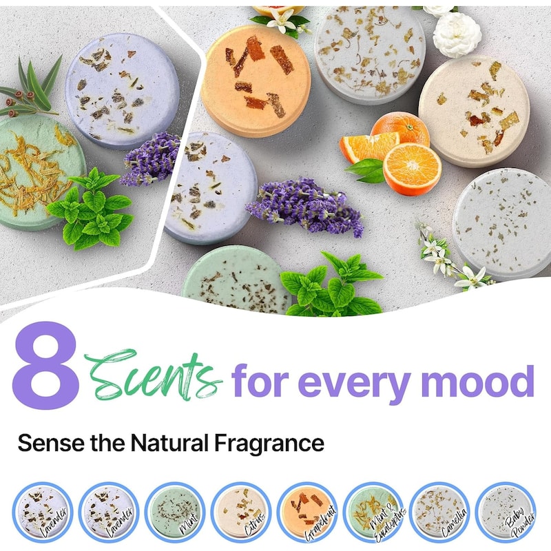 Natural Home Spa Self Care Relaxation Shower Bombs Beauty Gifts 8 Pack