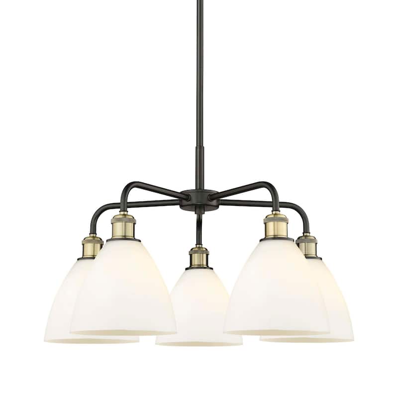 Innovations Lighting 516-5CR-16-26 Bristol Glass Chandelier Bristol - Black Antique Brass / Matte White