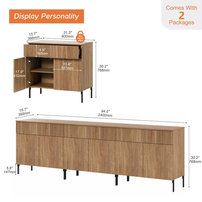 Modern Wood 31.5" Dresser With Reeded Design, Minimalist Dresser Organizer Storage