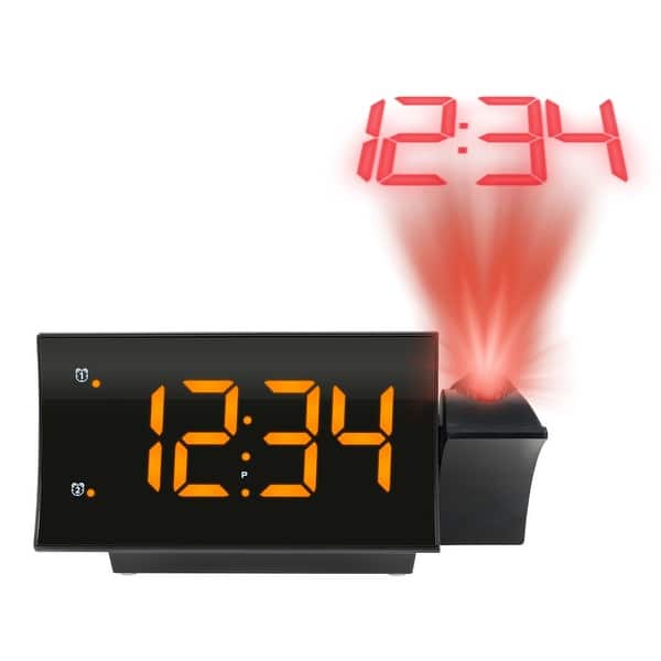 slide 2 of 8, La Crosse Technology Curved LED Projection Alarm with Radio